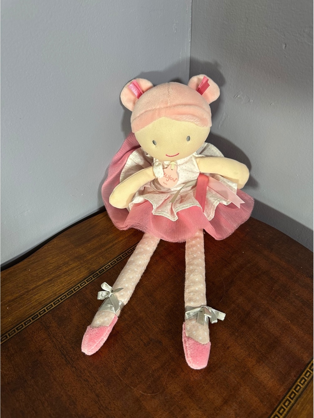 Jolijou My Dancer Ballerina Plush Rag Doll 14" Pink Tutu Doudou et Compagnie
